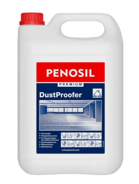 PENOSIL Premium DustProofer, pretputekļu grunts. Betona virsmu ķīmiski aizsargājošs šķidrums, kas virsmu atbrīvo no putekļiem.